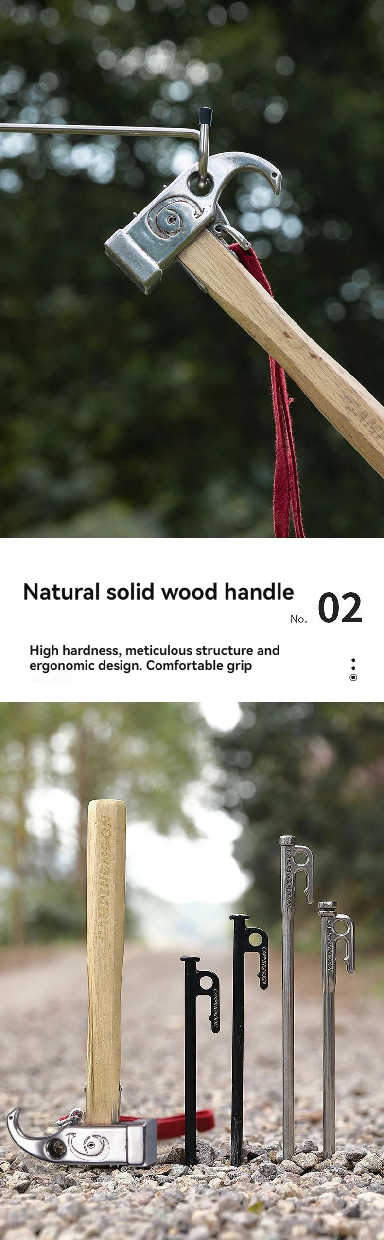 CAMPINGMOON Outdoor Stainless Steel Camping Hammer, Ground Nail, Tent Pegs, Camping Hammer, C6