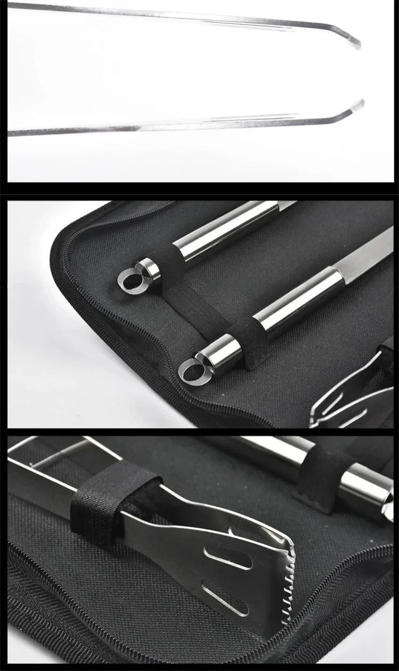 BBQ Tools Set Barbecue Utensil Accessories Stainless Steel BBQ Grill Tool Set Outdoor Camping Cooking Accessories Kit With Bag