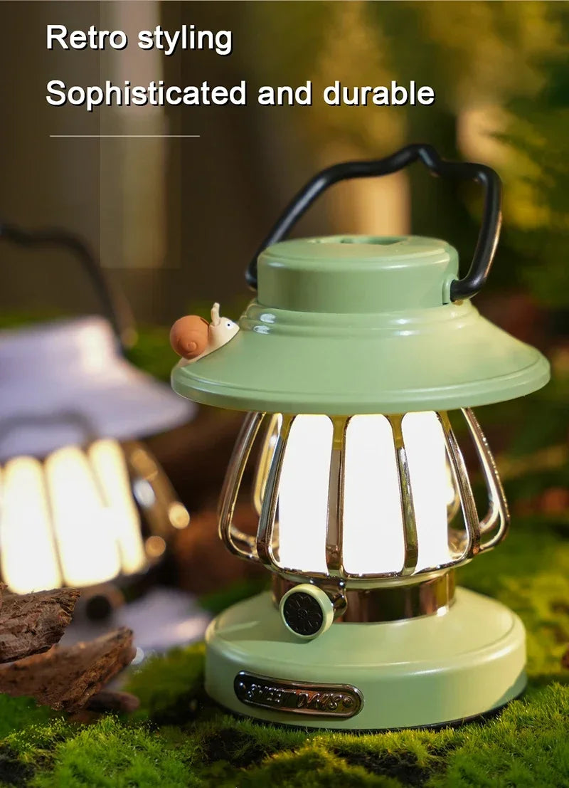 Camping  Night Lights USB C Rechargeable 3 Colors Stepless Dimming Night Light Outdoor Portable Emergency Retro LED Camping Lamp