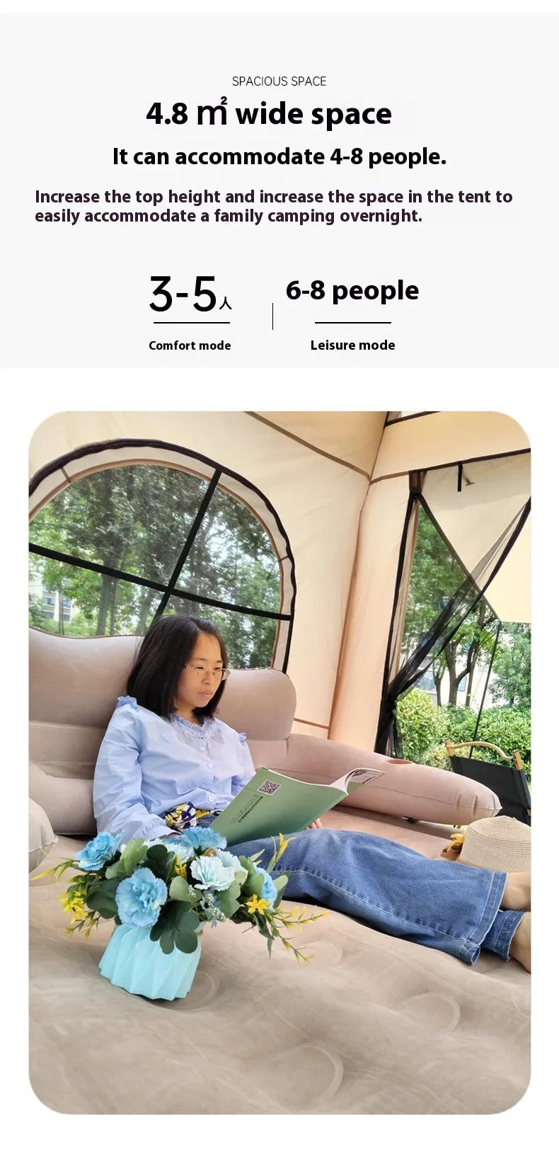 Lohascamping Large Camping Air Tent for 4-5 people Air shelter Dome tent Family Hiking  inflatable One-touch tent Outdoor Tent