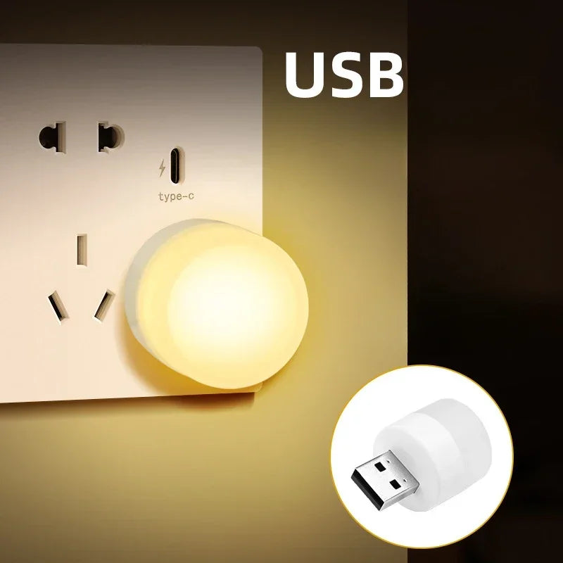 2 PC USB Night Light Set,Portable Bedroom Bedside Night Lighting,Mini Energy-saving Lamp,Eye-friendly Sleep Atmosphere Lamp