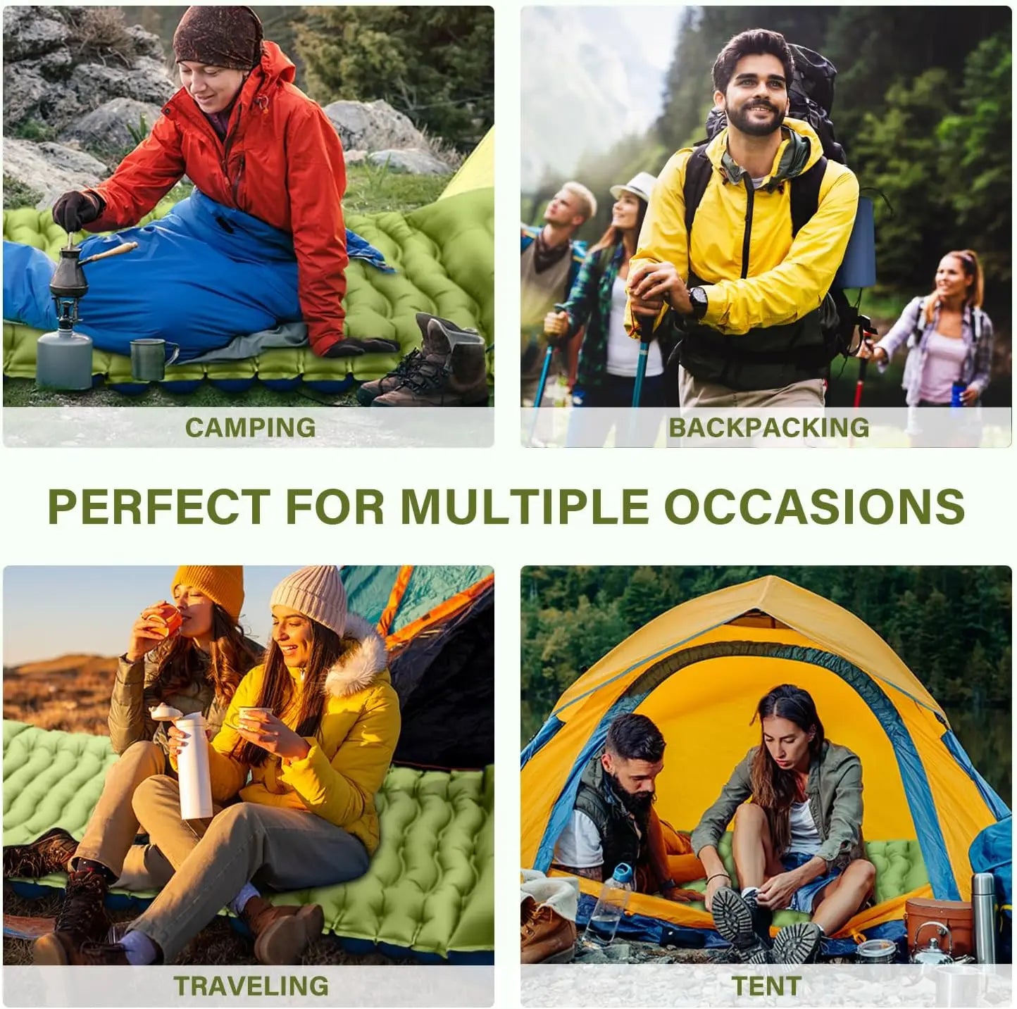 Single Inflatable Mattress, Camping Mat with Pillow and Script, Easy to Use Comfortable Air Cushion, Suitable for Mountain Climbing, Camping Rest