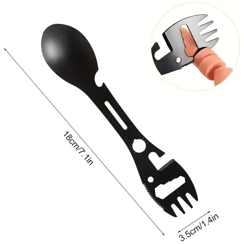 Outdoor Survival Tools 5 in 1 Camping Multi-functional EDC Kit Practical Fork Knife Spoon Bottle/Can Opener