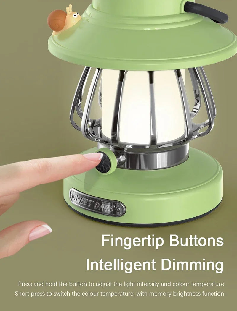 Camping  Night Lights USB C Rechargeable 3 Colors Stepless Dimming Night Light Outdoor Portable Emergency Retro LED Camping Lamp