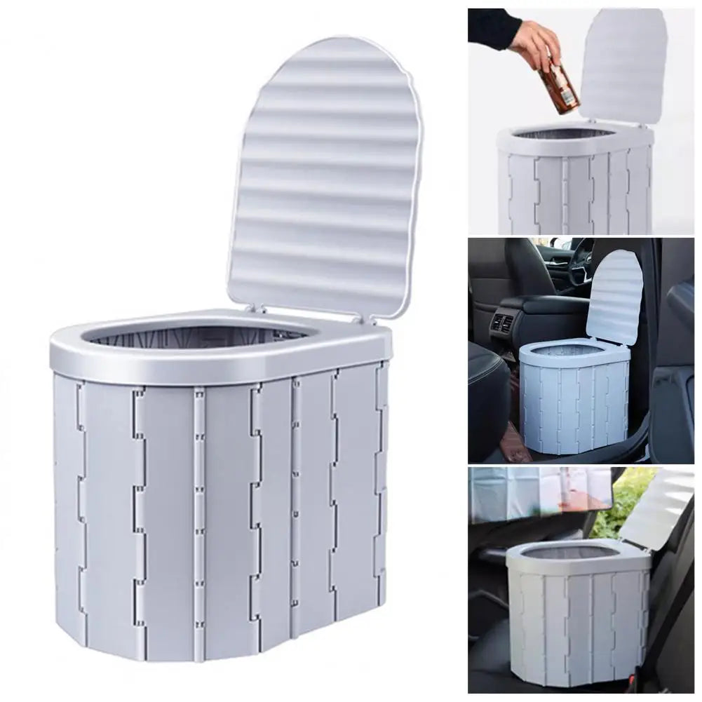 Camping Folding Toilet with Lid Great Load Bearing Travel Toilet Wide Seat Adult Car Potty with Storage Bag And Trash Bags