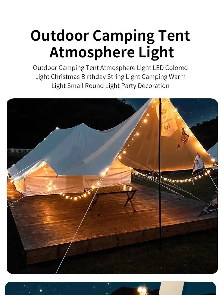 Outdoor Camping Tent Atmosphere Lights LED Lights Birthday String Lights Camping Warm Light Small round Lights Party Decoration