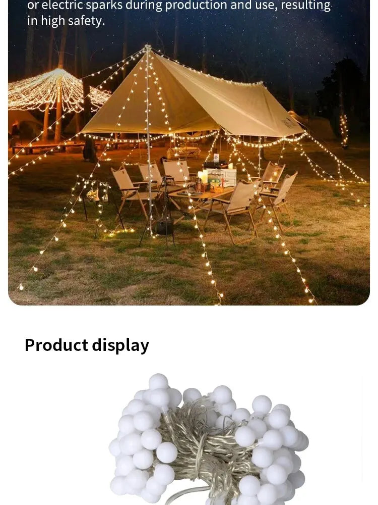 Outdoor Camping Tent Atmosphere Lights LED Lights Birthday String Lights Camping Warm Light Small round Lights Party Decoration
