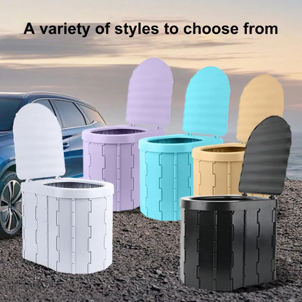 Camping Folding Toilet with Lid Great Load Bearing Travel Toilet Wide Seat Adult Car Potty with Storage Bag And Trash Bags