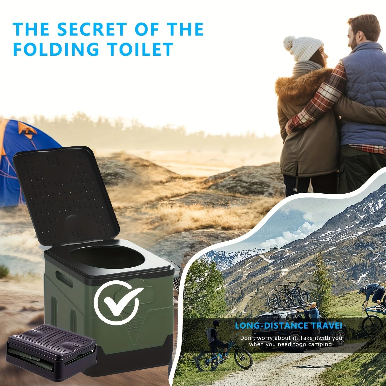 Portable Camping Toilet Foldable Camping Travel Toilet Collapsible Portable Potty for Camping Road Trips Emergency Car Use