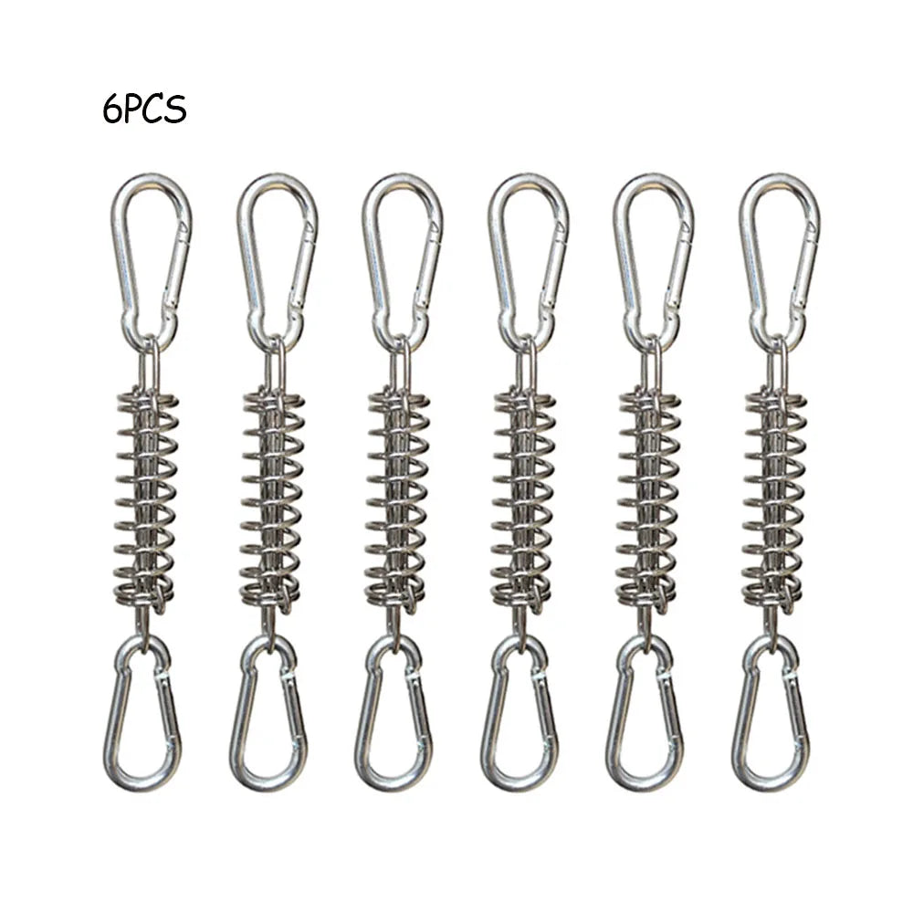 4/6Pcs Camping Tent Wind Rope Spring Buckle Tent Tensioner Camping Deck Pegs with Carabiner Clips Awning Tightener Fixed Hook