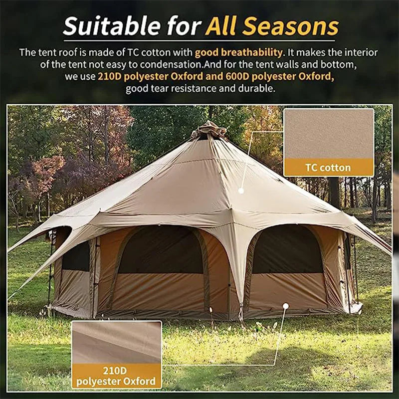 Outdoor Circus Tent Camping Cotton Canvas Rainproof Large Yurt Tent Camping Park Tent 4 Season Outdoor Camping Tent Family Tent