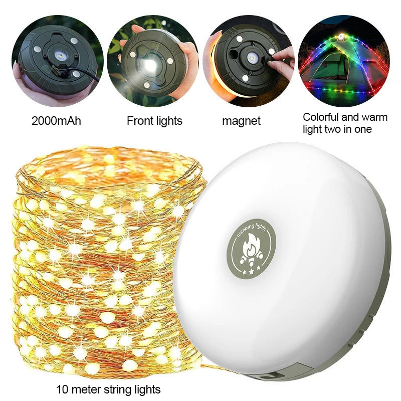 LED Garland Camping Light With Retractable Campify Lamp String LightsColorful Festive Atmosphere Party Tent Lighting Glow Camp