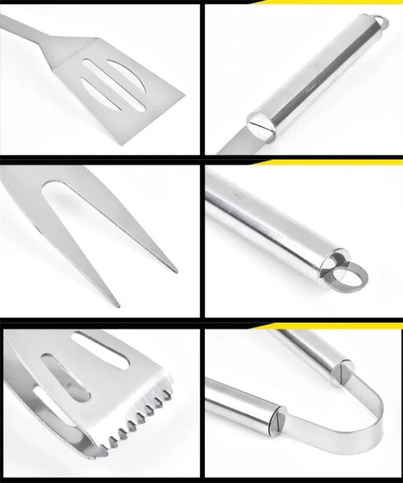 BBQ Tools Set Barbecue Utensil Accessories Stainless Steel BBQ Grill Tool Set Outdoor Camping Cooking Accessories Kit With Bag