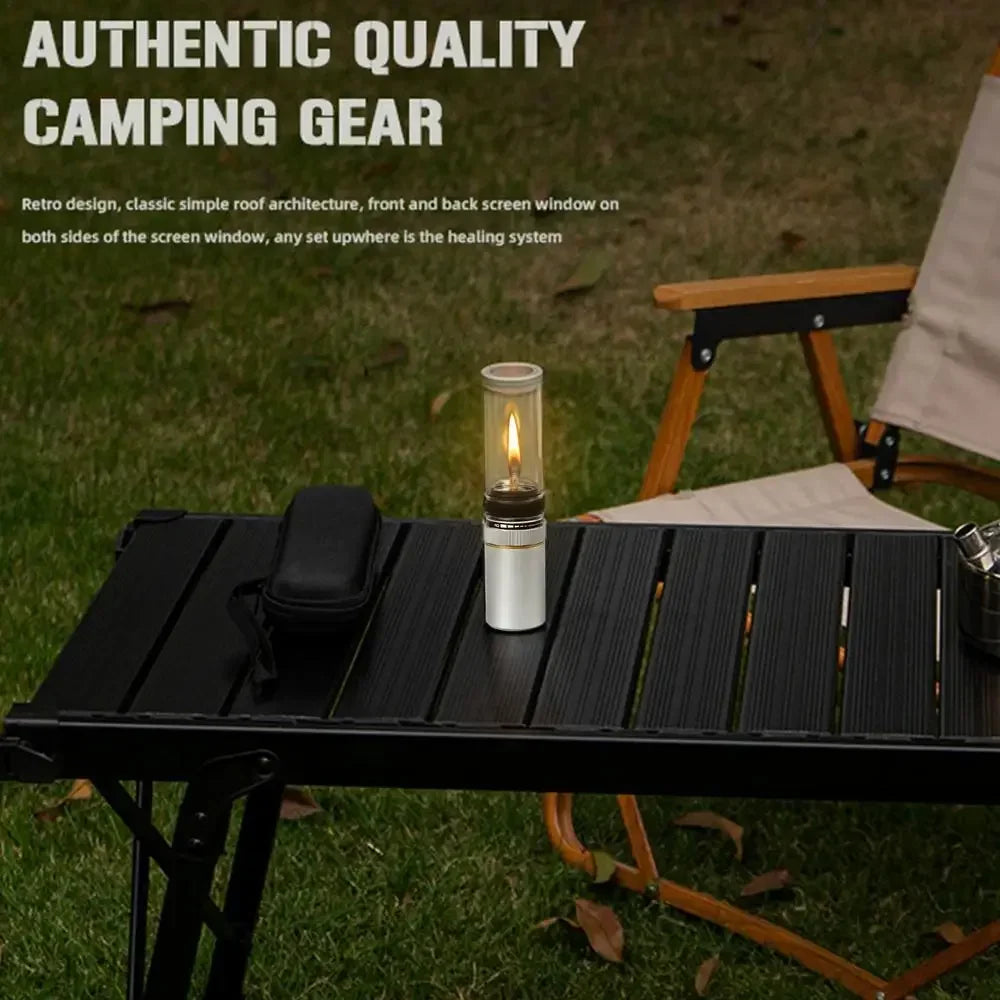 Outdoor Windproof Camping Gas Lamp Portable Camp Atmosphere Lamp Adjustable Candlelight Tent Glass Lantern Camping Supplies