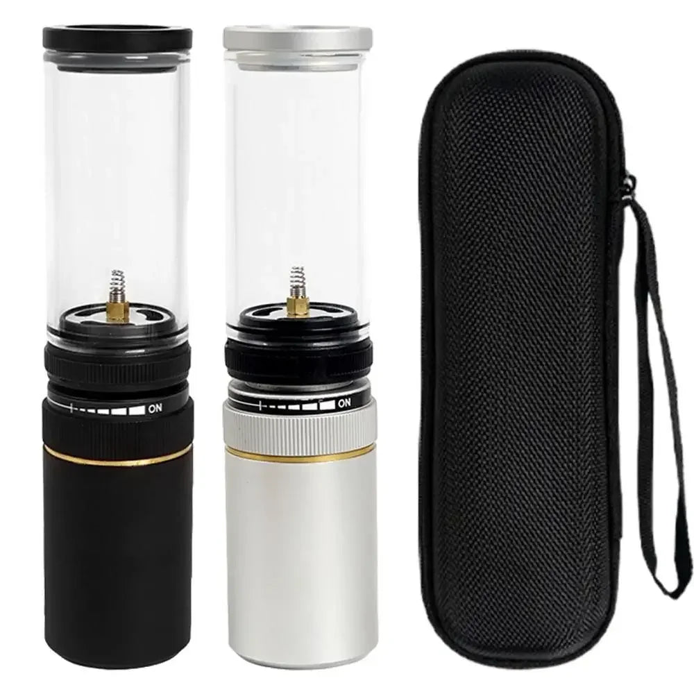 Outdoor Windproof Camping Gas Lamp Portable Camp Atmosphere Lamp Adjustable Candlelight Tent Glass Lantern Camping Supplies