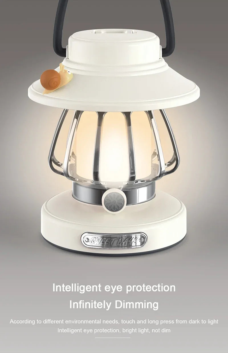 Camping  Night Lights USB C Rechargeable 3 Colors Stepless Dimming Night Light Outdoor Portable Emergency Retro LED Camping Lamp