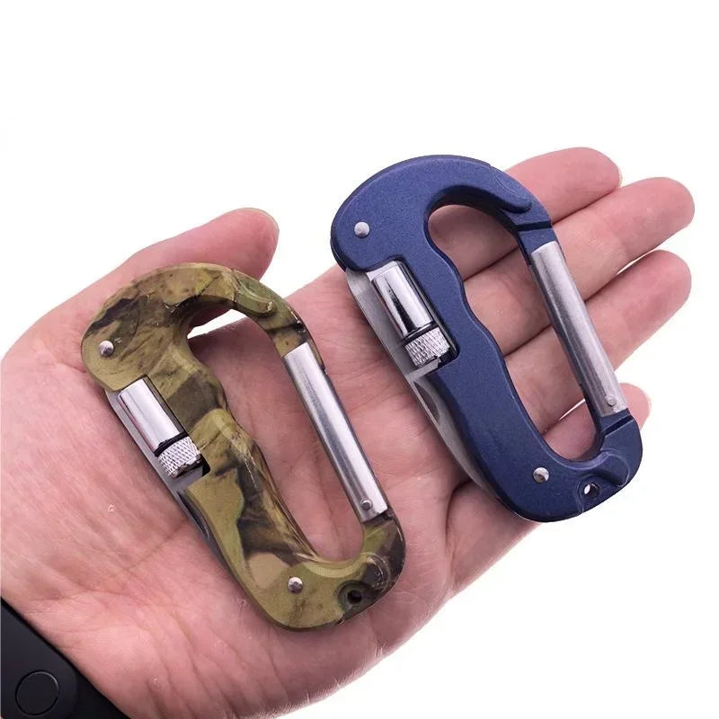 5 IN 1 Outdoor Edc Multi Tool Tactical Camo Camping Climbing Carabiner Parachuting Hook Knife Led Light Camping Equipment