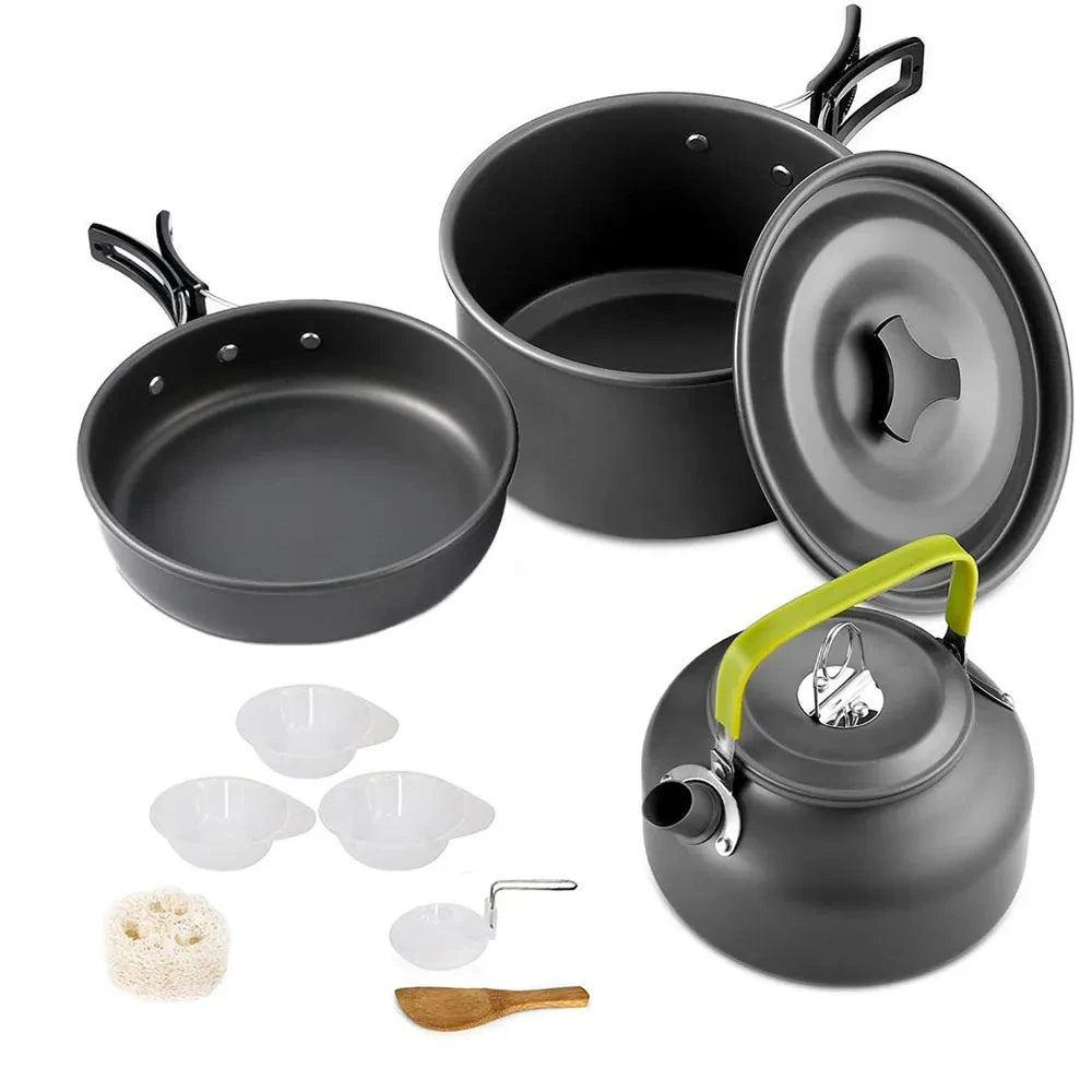Camping Cooking Set Outdoor Aluminum Lightweight Equipment Camping Cookware Kit For Traveling Trekking Hiking Supplies