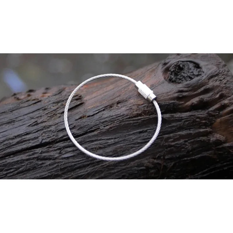 10 Pieces Outdoor Tools EDC Camping Tools Tactical Equipment Multi-Keychain Kit 304 Stainless Steel Metal Cable Keychain Travel