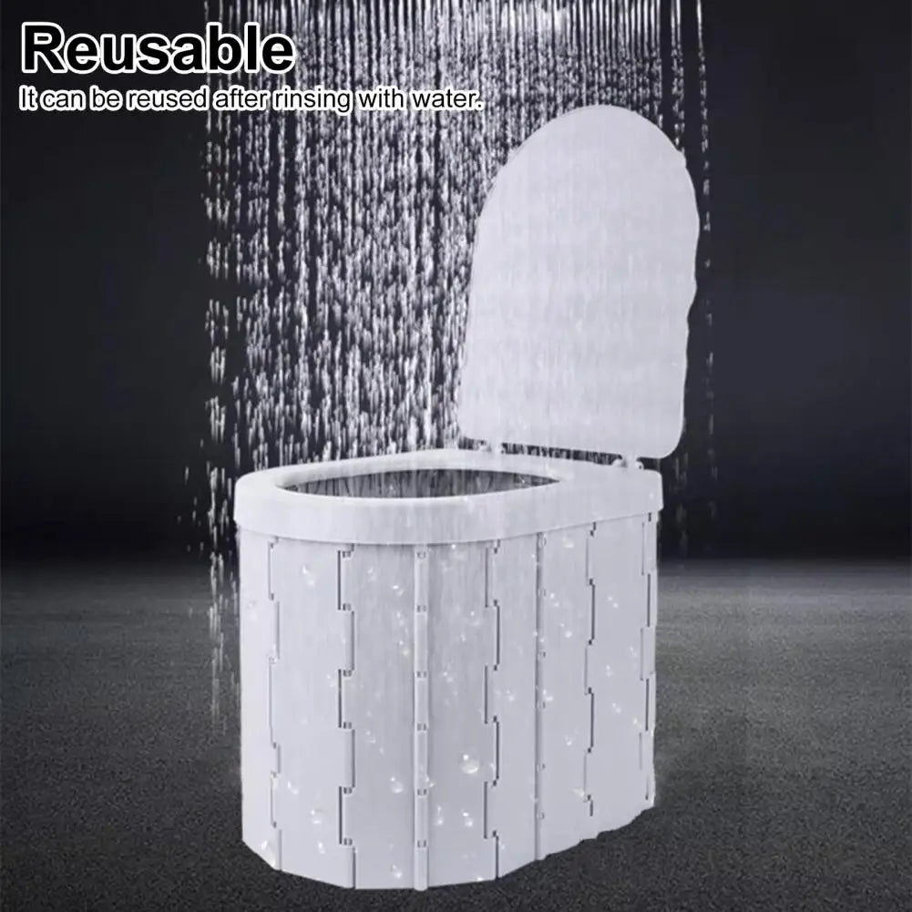 Camping Folding Toilet with Lid Great Load Bearing Travel Toilet Wide Seat Adult Car Potty with Storage Bag And Trash Bags